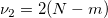 \nu_2=2(N-m) \nu_2=2(N-m)