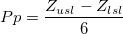 Pp = \frac{Z_{usl}-Z_{lsl}}{6} Pp = \frac{Z_{usl}-Z_{lsl}}{6}
