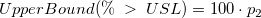 UpperBound(\%\;>\;USL)=100\cdot p_2 UpperBound(\%\;>\;USL)=100\cdot p_2