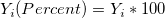 Y_i(Percent)=Y_i*100 Y_i(Percent)=Y_i*100