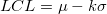 LCL=\mu-k\sigma LCL=\mu-k\sigma