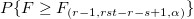 P\{F\geq F_{(r-1,rst - r - s + 1,\alpha )}\} P\{F\geq F_{(r-1,rst - r - s + 1,\alpha )}\}
