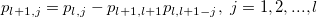p_{l+1, j} = p_{l, j} - p_{l+1, l+1} p_{l, l+1-j}, \; j=1, 2, ..., l p_{l+1, j} = p_{l, j} - p_{l+1, l+1} p_{l, l+1-j}, \; j=1, 2, ..., l