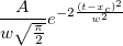 \frac{A}{w\sqrt{\frac{\pi}{2}}} e^{-2\frac{(t-x_c)^2}{w^2}}