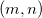 (m,n)\! (m,n)\!