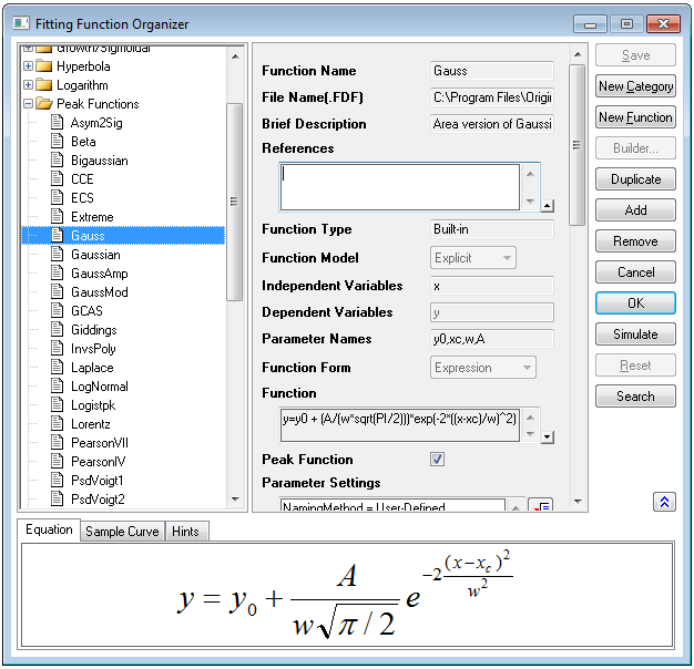 The Fitting Function Organizer dialog box new.png