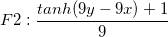 F2: \frac{tanh(9y-9x)+1}{9} F2: \frac{tanh(9y-9x)+1}{9}