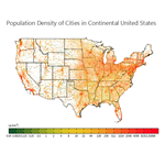 Population Density of Cities in Continental United States