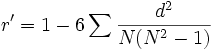 r^{\prime }=1-6\sum \frac{d^2}{N(N^2-1)}