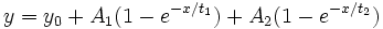 y=y_0+A_1(1-e^{-x/t_1})+A_2(1-e^{-x/t_2})
