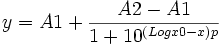 y=A1+\frac{A2-A1}{1+10^{\left( Logx0-x\right) p}}