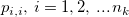 p_{i, i}, \, i=1, 2,\, ...\, n_k p_{i, i}, \, i=1, 2,\, ...\, n_k