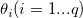 \theta_i (i=1 ... q) \theta_i (i=1 ... q)