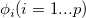 \phi_i (i=1 ... p) \phi_i (i=1 ... p)