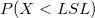 P(X < LSL) P(X < LSL)
