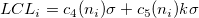 LCL_i=c_4(n_i)\sigma+c_5(n_i)k\sigma