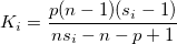 K_i=\frac{p(n-1)(s_i-1)}{ns_i-n-p+1} K_i=\frac{p(n-1)(s_i-1)}{ns_i-n-p+1}