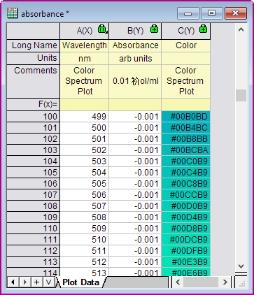 Help Online - Apps - Color Spectrum Plot