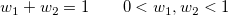 w_{1}+w_{2}=1 \qquad 0<w_{1},w_{2}<1