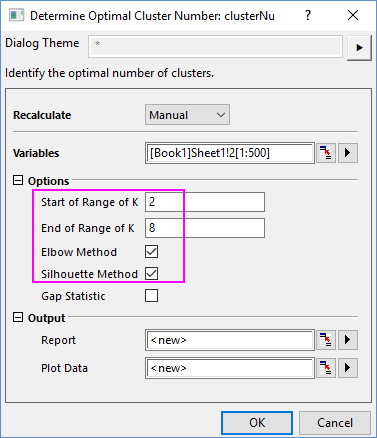 Help Online - Apps - Optimal Cluster Number (Pro)