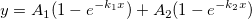y=A_1(1-e^{-k_1x})+A_2(1-e^{-k_2x}) y=A_1(1-e^{-k_1x})+A_2(1-e^{-k_2x})
