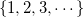 \{1,2,3,\cdots\} \{1,2,3,\cdots\}