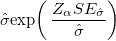  \hat{\sigma}{\exp\!\left(  \, \frac{Z_{\alpha}SE_{\hat{\sigma}}}{\hat{\sigma}} \right)} 