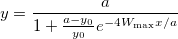 y=\frac a{1+\frac{a-y_0}{y_0}e^{-4W_{\max }x/a}} y=\frac a{1+\frac{a-y_0}{y_0}e^{-4W_{\max }x/a}}
