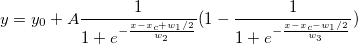 y=y_0+A\frac 1{1+e^{-\frac{x-x_c+w_1/2}{w_2}}}(1-\frac 1{1+e^{-\frac{x-x_c-w_1/2}{w_3}}}) y=y_0+A\frac 1{1+e^{-\frac{x-x_c+w_1/2}{w_2}}}(1-\frac 1{1+e^{-\frac{x-x_c-w_1/2}{w_3}}})