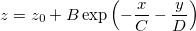 z=z_0+B\exp \left( -\frac xC-\frac yD\right)  z=z_0+B\exp \left( -\frac xC-\frac yD\right)