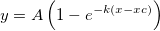 y=A\left( 1-e^{-k\left( x-xc\right) }\right)  y=A\left( 1-e^{-k\left( x-xc\right) }\right)