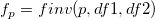 f_p=finv(p, df1, df2) f_p=finv(p, df1, df2)