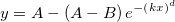 y=A-\left( A-B\right) e^{-\left( kx\right) ^d}  y=A-\left( A-B\right) e^{-\left( kx\right) ^d}