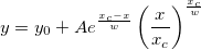 y = y_0 + Ae^{\frac{x_c-x}{w}}\left(\frac{x}{x_c}\right)^{\frac{x_c}{w}} y = y_0 + Ae^{\frac{x_c-x}{w}}\left(\frac{x}{x_c}\right)^{\frac{x_c}{w}}