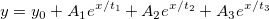 y=y_0+A_1e^{x/t_1}+A_2e^{x/t_2}+A_3e^{x/t_3}