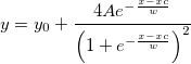 y=y_0+\frac{4Ae^{-\frac{x-xc}w}}{\left( 1+e^{-\frac{x-xc}w}\right) ^2} y=y_0+\frac{4Ae^{-\frac{x-xc}w}}{\left( 1+e^{-\frac{x-xc}w}\right) ^2}
