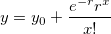 y=y_0+\frac{e^{-r}r^x}{x!} y=y_0+\frac{e^{-r}r^x}{x!}