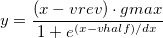  y=\frac{(x-vrev)\cdot gmax }{1+e^{(x-vhalf)/dx}} 