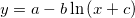 y=a-b\ln\left( x+c\right)  y=a-b\ln\left( x+c\right)