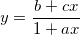 y=\frac{b+cx}{1+ax} y=\frac{b+cx}{1+ax}