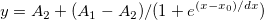 y = A_2 + (A_1-A_2)/(1 + e^{(x-x_0)/dx})