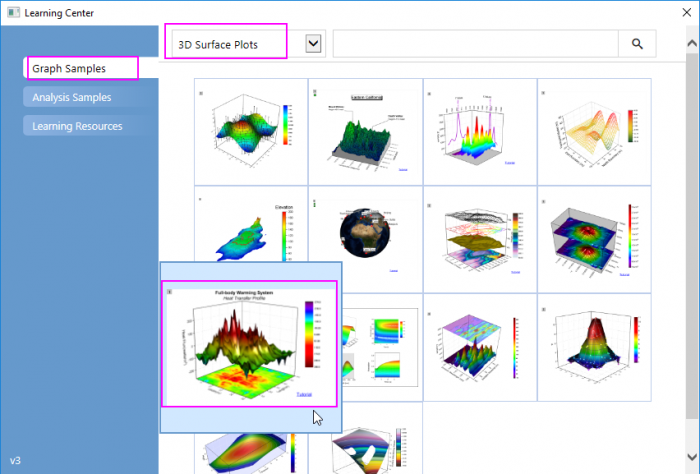 Help Online - Tutorials - Color Map Surface Graph
