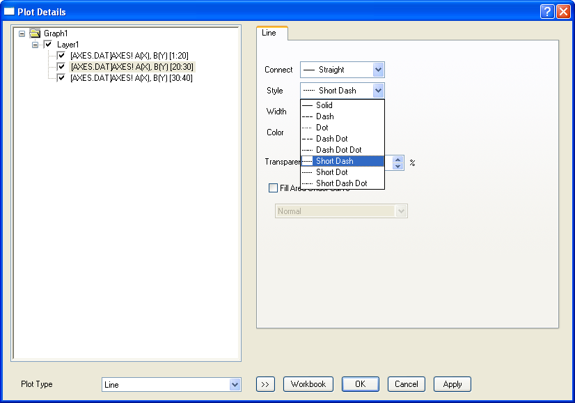 Help Online - Tutorials - Mark out a segment of plot with different ...