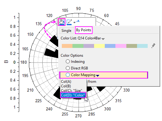 Help Online - Tutorials - Polar Graph with Columns