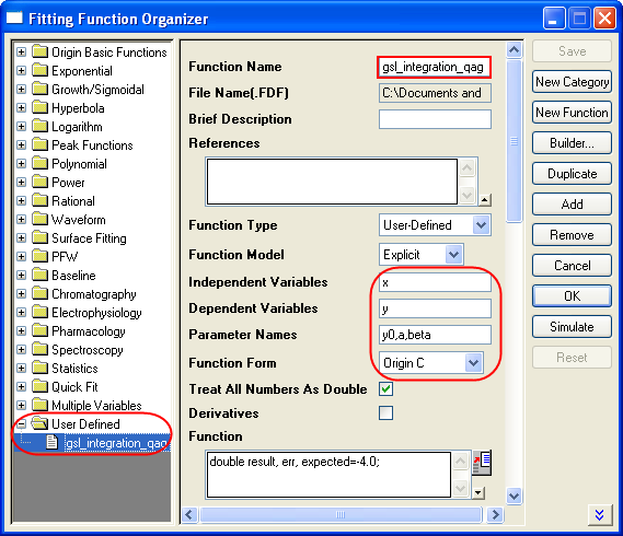 4.2.2.10 User Defined Fitting Function using GNU Scientific Library