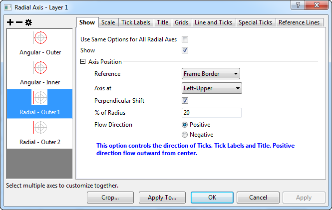 Help Online - Origin Help - Axes Dialog for Polar Graph