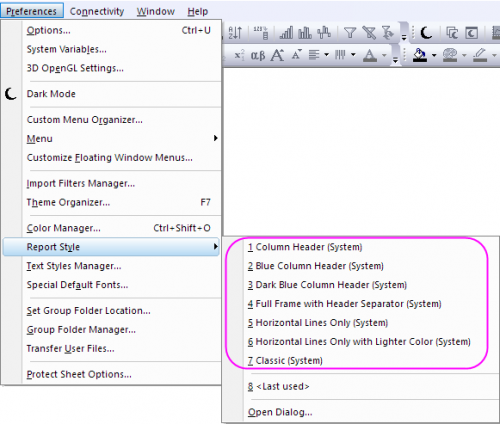 Help Online - Origin Help - Customizing Report Style