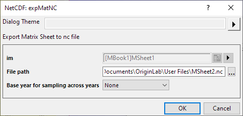 Help Online - Origin Help - Exporting NetCDF