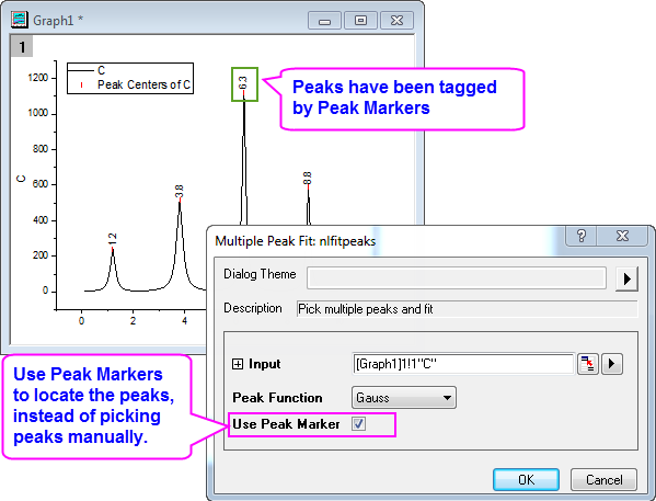 peak fit in datagraph