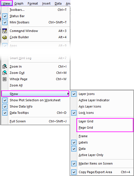 Help Online - Origin Help - Add Grid to Layer or Page